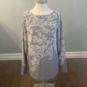 JJILL floral sweater - gray - size M